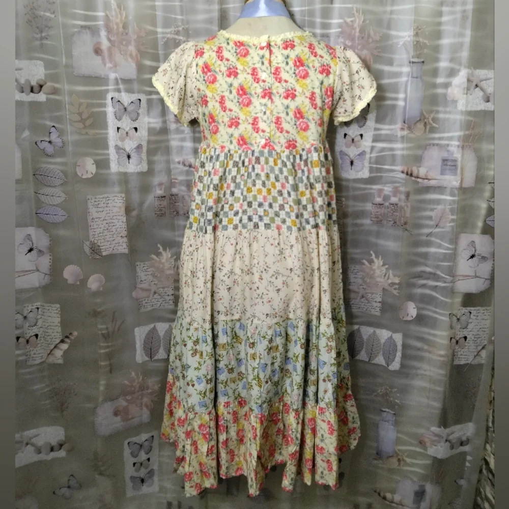 Malley Too Dallas Vintage Tiered Boho Prairie Cottagecore Maxi Dress Size 16